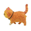 An orange 3D cartoon cat figurine used as a refrigerator magnet.