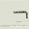 Black metal wall decor sign with the word LAUNDRY and an arrow indicating OPEN 24/7, shown next to a size chart.