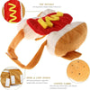 A classic red and yellow hot dog costume for dogs with a hook and loop design.