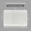 A transparent 3-grid photo card holder with ten sheets inside, featuring a mushroom hole design.