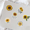 Eine Sammlung gelber Sonnenblumenaufkleber auf weißem Hintergrund zum Scrapbooking