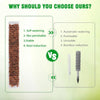 Comparison chart showing features of a plastic moss pole plant support against a similar product.