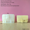 A white silicone mold shaped like a handbag is shown next to a ruler for scale.
