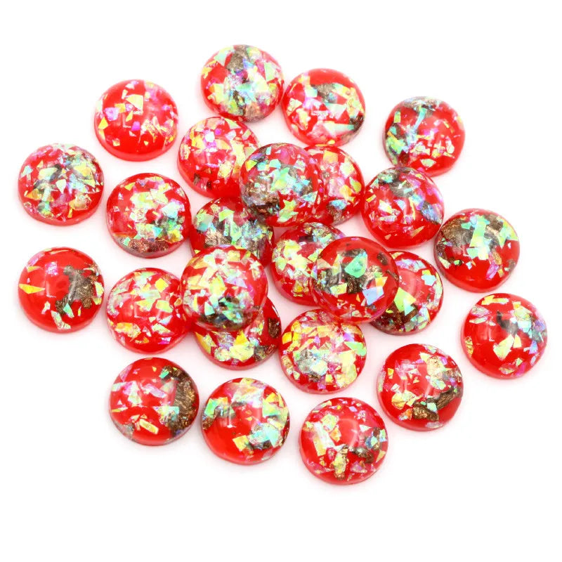 Mixed Color Resin Cabochons with Metal Foil Backing for Jewelry Making