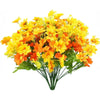 A bouquet of bright yellow and orange artificial daisy flowers for indoor and outdoor decoration.
