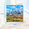 A photograph of the Dallas skyline featuring the Tower, set against a blue sky and clouds.