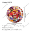 A set of 10 acrylic plates featuring cute character designs for a birthday celebration