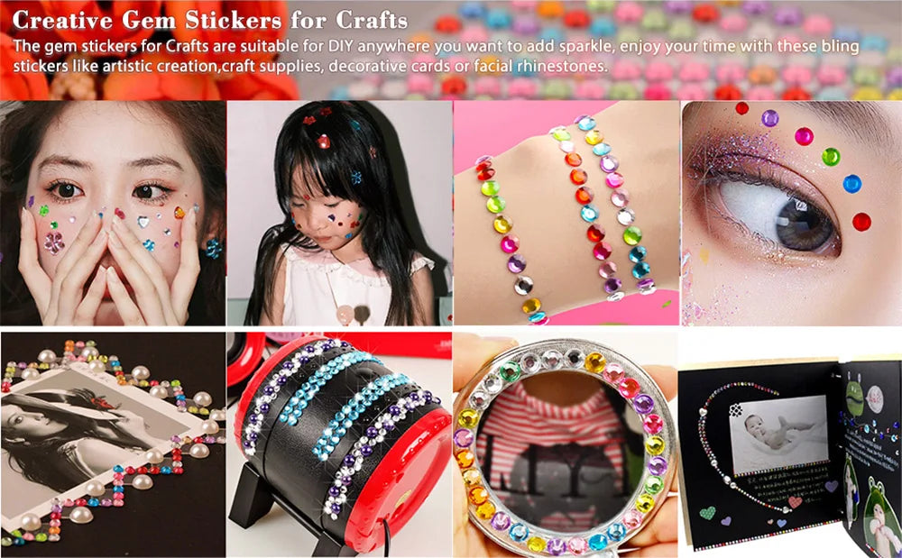 Self-Adhesive Rhinestone Gem Stickers – Multicolor Crystal Craft & Beauty Decor