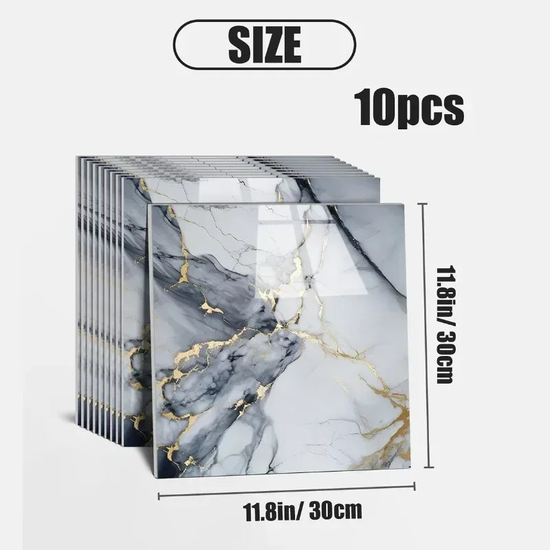 3D Marble Effect Peel-and-Stick Tile Stickers (Set of 10)