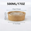 A disposable kraft paper lunch bowl with a clear lid shown from above.