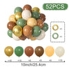 A collection of 52 metallic pearl balloons in various shades of gold, green, and beige for party decor.