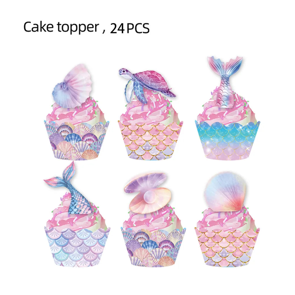 Purple Mermaid Birthday Party Supplies Kit for Girls