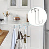 A set of heavy-duty door hangers with scratch-protective rubber coating hanging on a kitchen cabinet door.