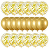 A pack of rose gold confetti balloons used for parties and celebrations.