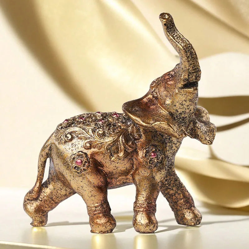 Boho Elephant Resin Statue – Handcrafted Ethnic Home Decor