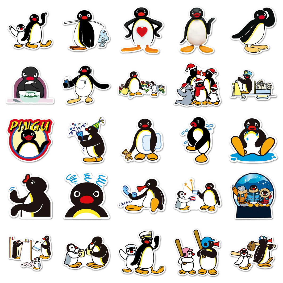A collection of various cute penguin stickers and decals for crafting