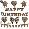A set of leopard print foil balloons and decorative bunting for a birthday party
