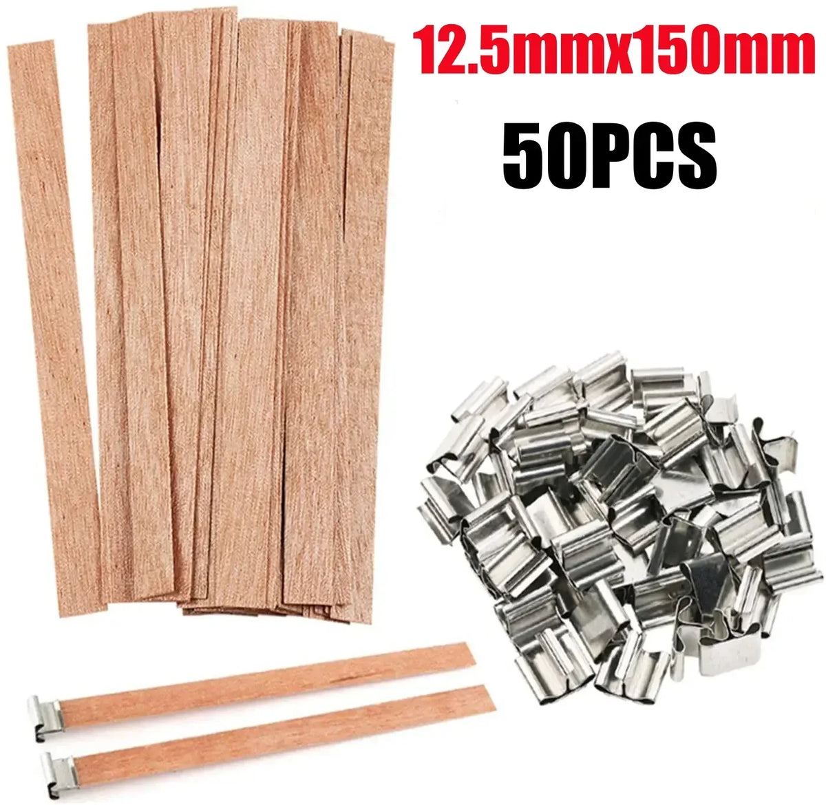 50 chevilles en bois de 12,5 mm x 150 mm pour fabriquer des bougies en cire de soja