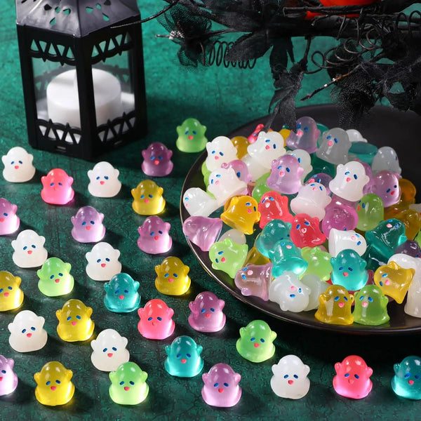Glow-in-the-Dark Mini Ghost Figurines for Halloween Décor