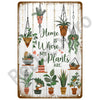 Vintage metal tin sign featuring illustrations of various houseplants and the text Home is Where My Plants Are