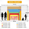 Size chart showing various heights and widths for a Magic Fantasy Witch Hunters party backdrop.
