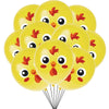A set of yellow latex balloons shaped like cute chicks with orange accents.