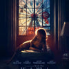 A dramatic movie poster featuring a woman looking through a large window at a Ferris wheel, set in a dark room.