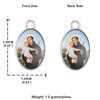 Face et dos d'un pendentif chrétien de Saint-Michel et de l'Enfant, argenté et de la Miséricorde Divine.