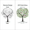 Modèle de design pour Recevoir Design avec une silhouette d'arbre et un fini DIY en forme de cœur.