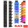 Black wall-mounted organizer rack for baseball hats showing multiple hat slots