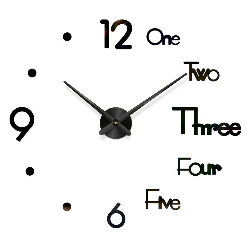 A modern 3D acrylic wall clock showing the numbers 1 through 12 on a white background.