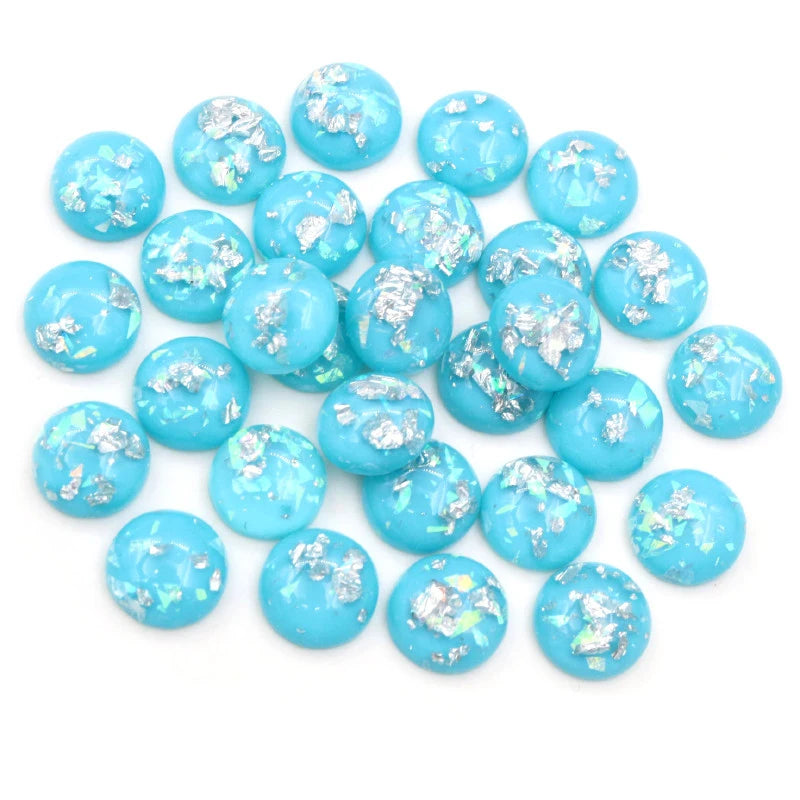 Mixed Color Resin Cabochons with Metal Foil Backing for Jewelry Making