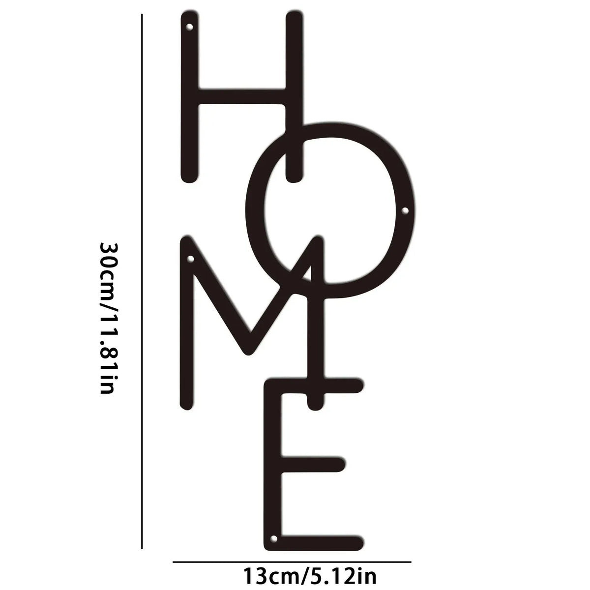 Black metal word art wall decor spelling out HOME