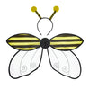 A yellow and black insect wing and headband costume set with antennae.