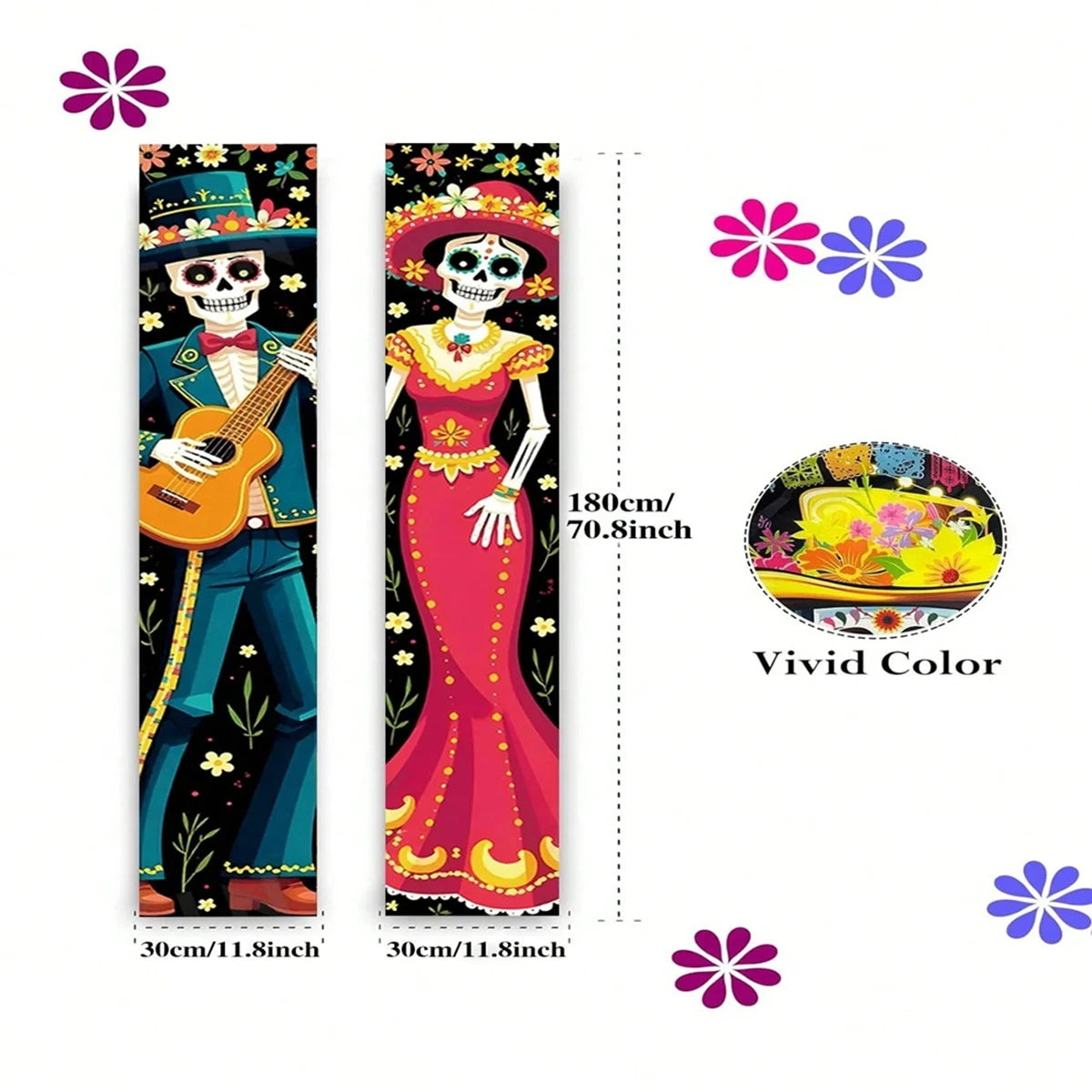 Day of the Dead Sugar Skull Door Banners – Set of 2