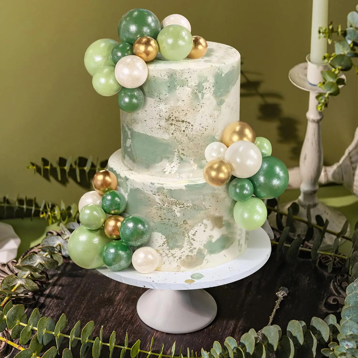 Pearl Green Cake Topper Balls Set