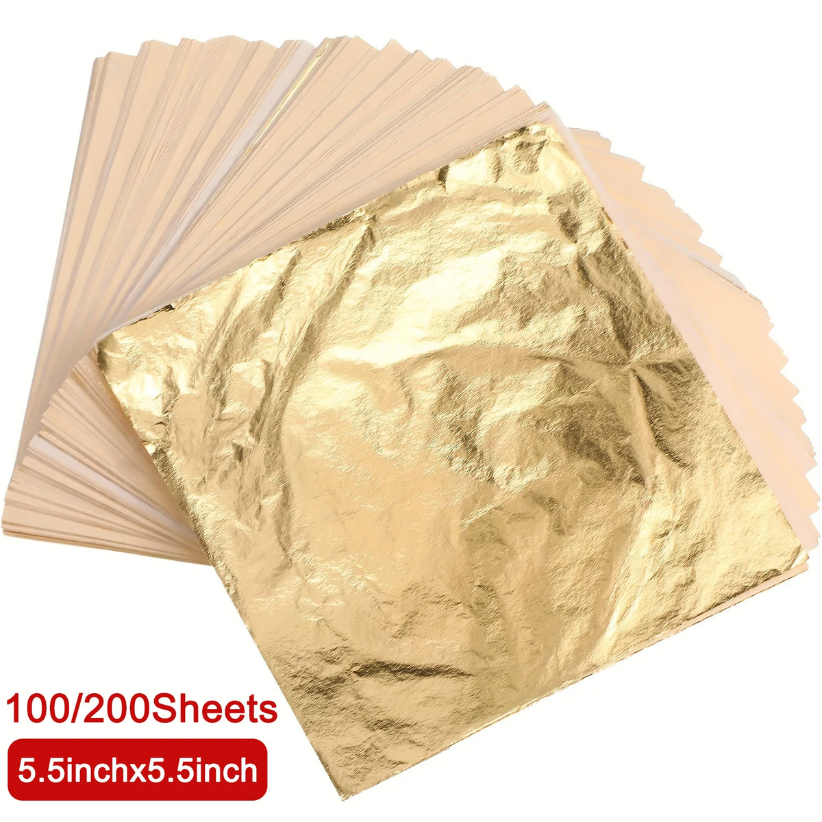 A sheet of imitation gold leaf for gilding and crafting, shown in a diamond shape.