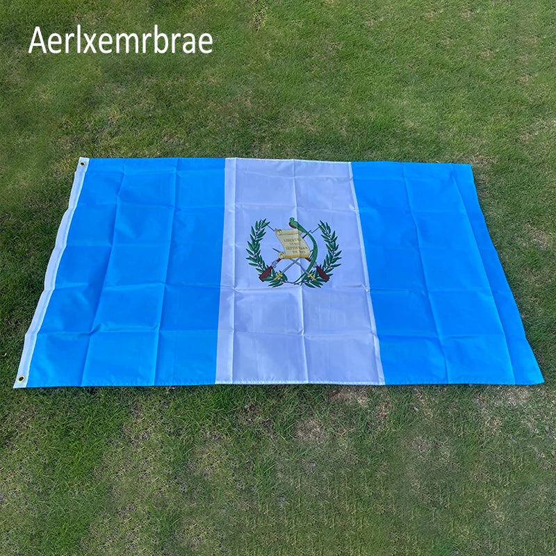 A 3x5 ft outdoor polyester flag of the Guatemala national flag featuring blue and white stripes with a central emblem.