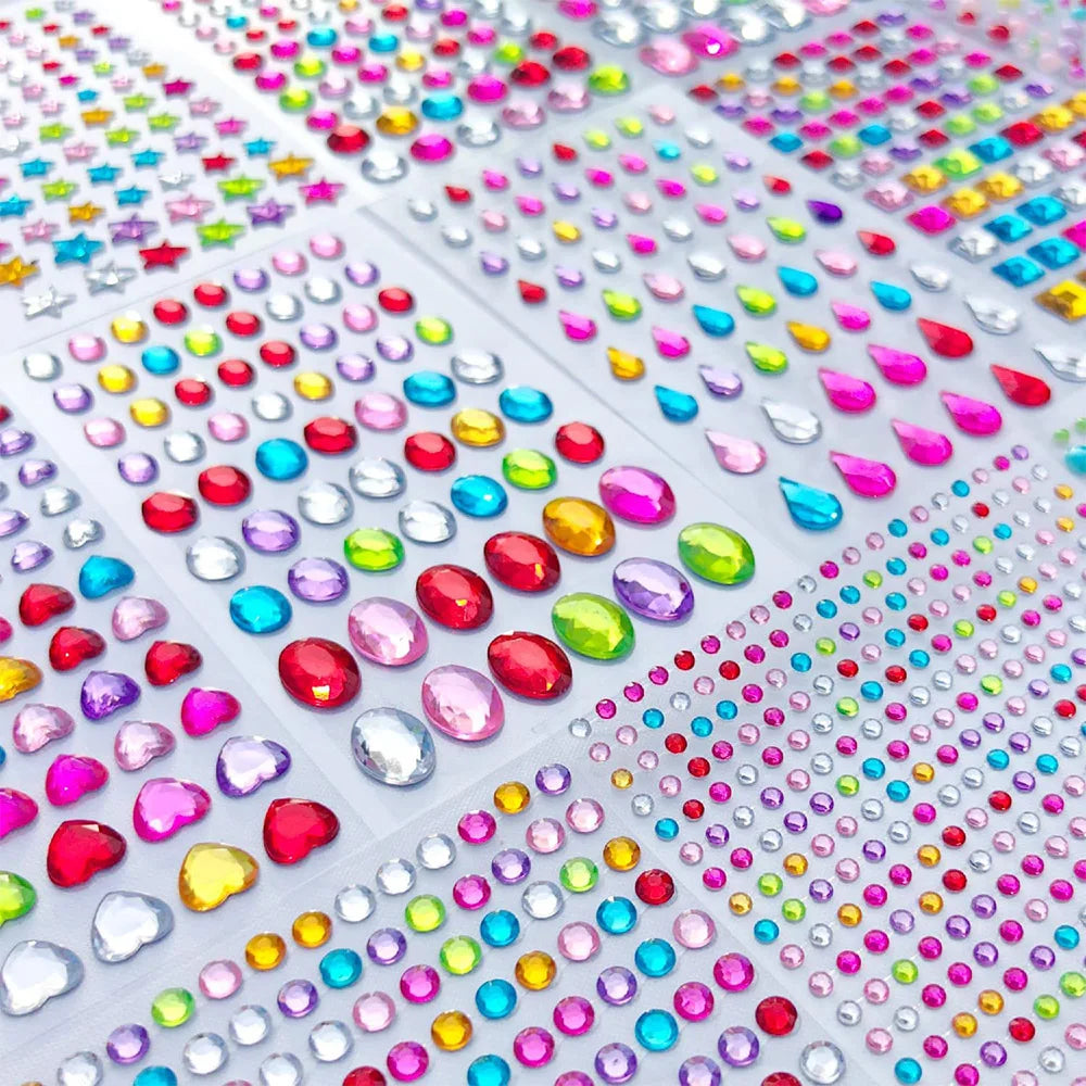 Self-Adhesive Rhinestone Gem Stickers – Multicolor Crystal Craft & Beauty Decor