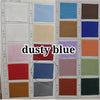 A collection of fabric swatches in various shades of dusty blue and related colors for textile purposes.
