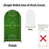 Single sided arch cover for a soccer field backdrop, showing the front and back views.