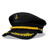 Black captain's hat with gold embroidery and a matching scarf set