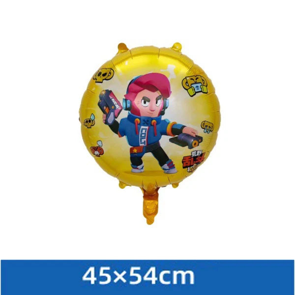Yellow foil balloon shaped like a character for a birthday cake topper