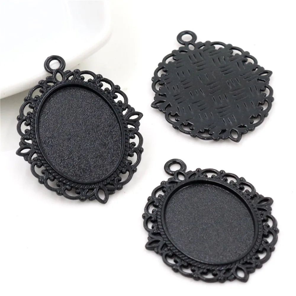 Vintage Style Cameo Pendant Bases with Ornate Gold or Silver Finish
