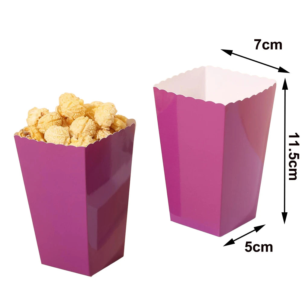 A pink disposable paper food tray filled with golden snacks, showing its dimensions.