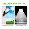 A solar powered light fixture is shown illuminating a wall, demonstrating intelligent light control.