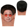 A double-sided full face balaclava mask shown on a person's face and a separate view of the mask.