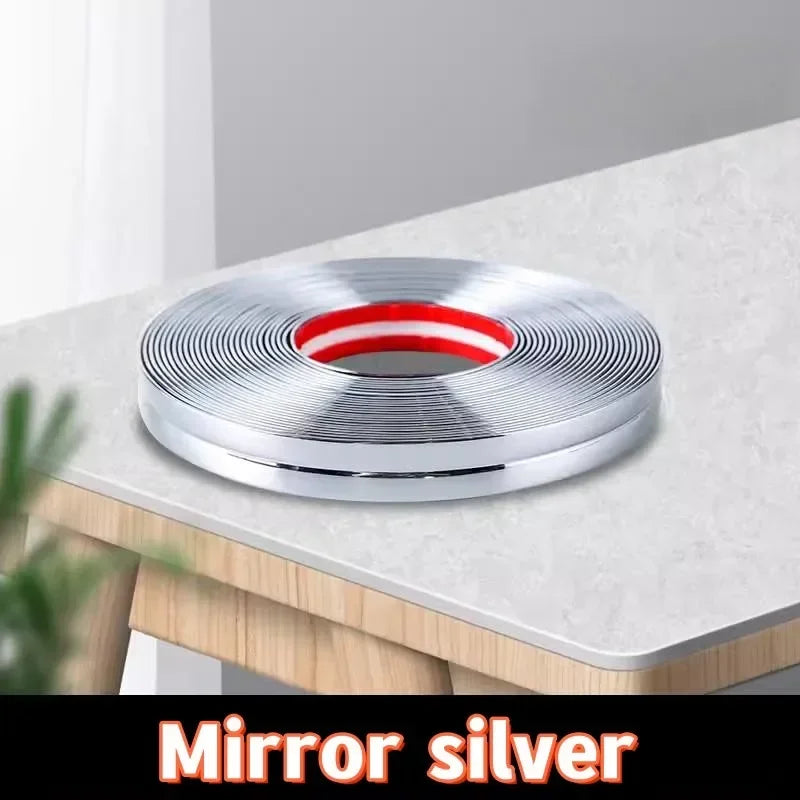 Silver mirror self-adhesive PVC edge guard strip for cabinets and tables