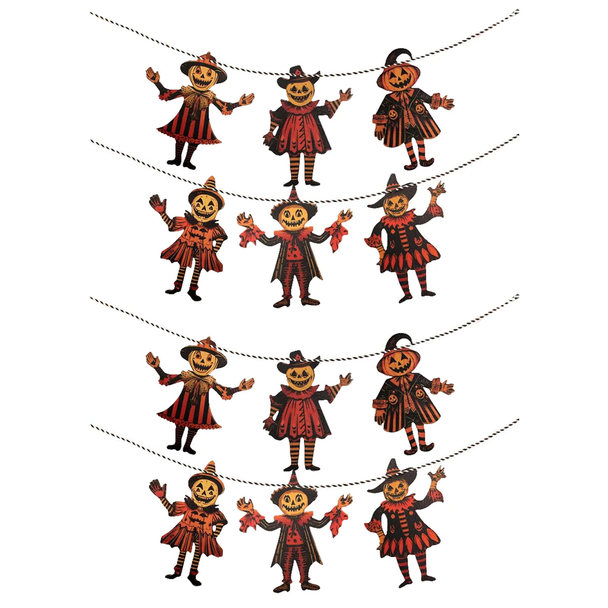 Vintage Wooden Halloween Garland Set (6 Pcs)