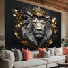 Regal Lion Crown Tapestry Wall Hanging — Vintage Black & Gold Decor